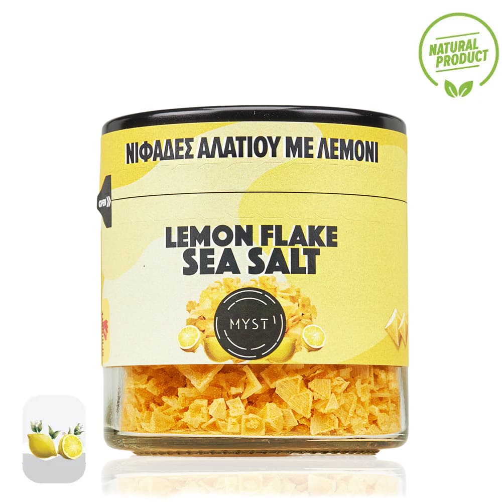 Gula pyramidformade havssaltflingor (Torkad citron)